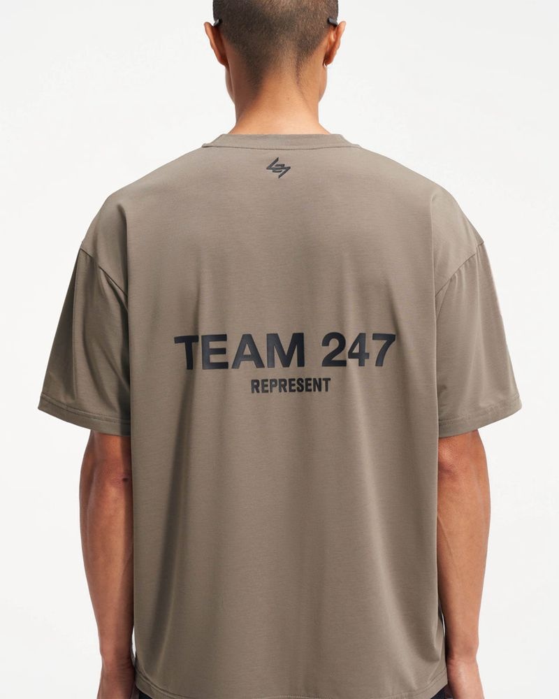 Men's Represent Team 247 Oversized T-Shirt Taupe | UK-ELNOI3910