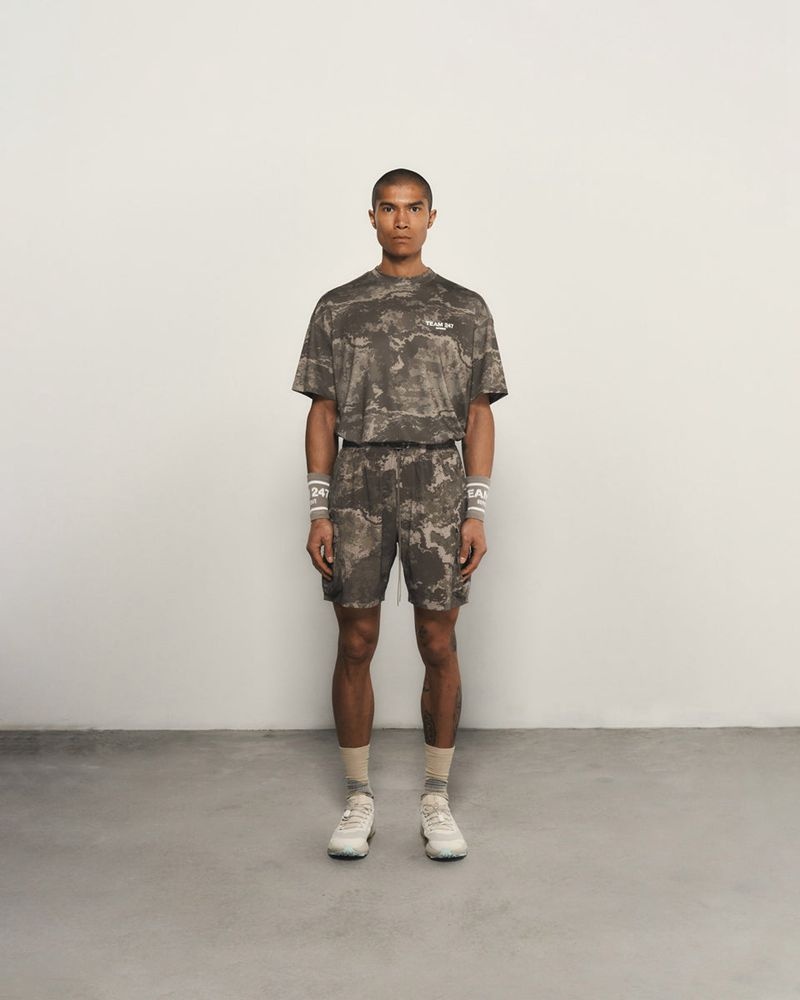 Men's Represent Team 247 Oversized T-Shirt Taupe Camo | UK-HZQYN8079