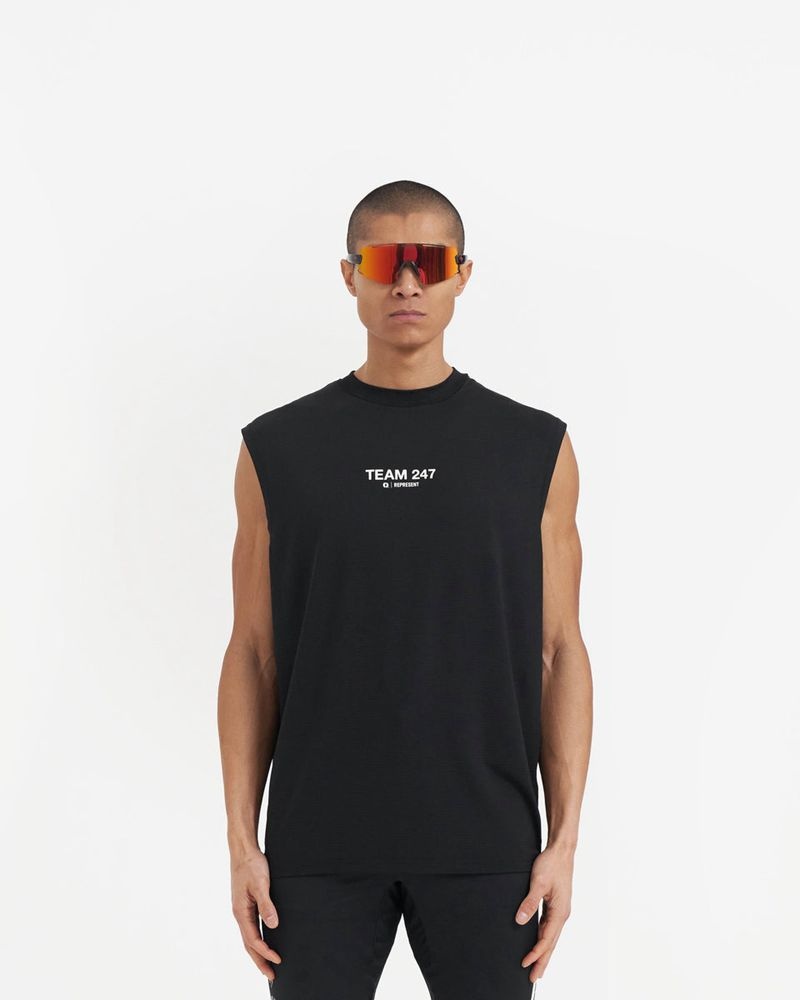 Men's Represent Team 247 X Marchon Oversized Tank Top Black | UK-SOYVC1849