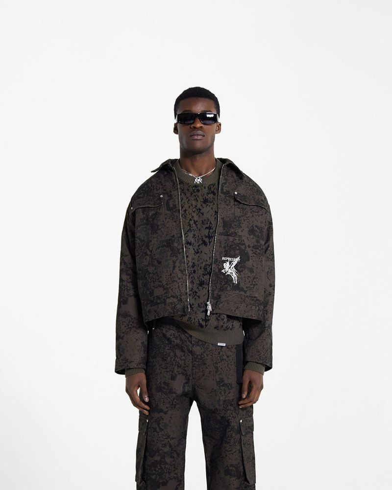 Men's Represent Utility Jacket Camo | UK-BZEYM5021