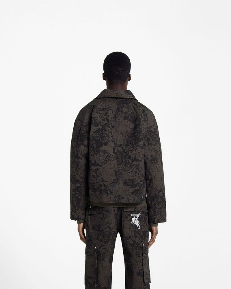 Men's Represent Utility Jacket Camo | UK-BZEYM5021