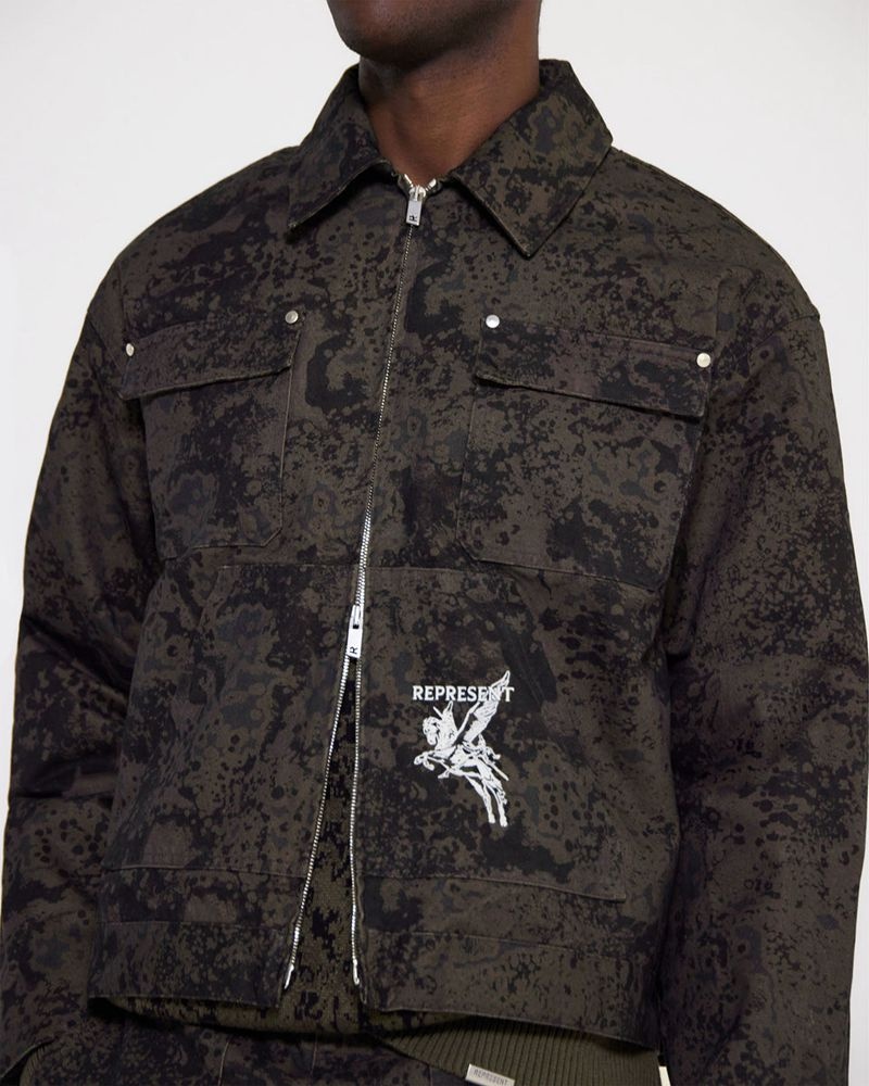 Men's Represent Utility Jacket Camo | UK-BZEYM5021