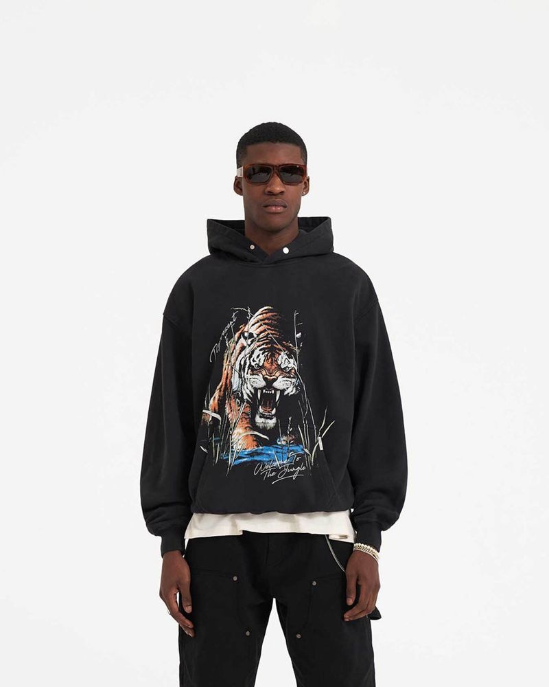 Men's Represent Welcome To The Jungle Hoodie Black | UK-CUODM7695