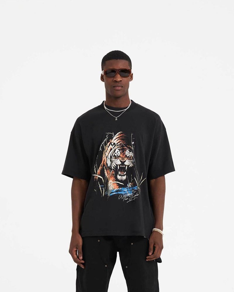 Men's Represent Welcome To The Jungle T-Shirt Black | UK-IEKZG2564