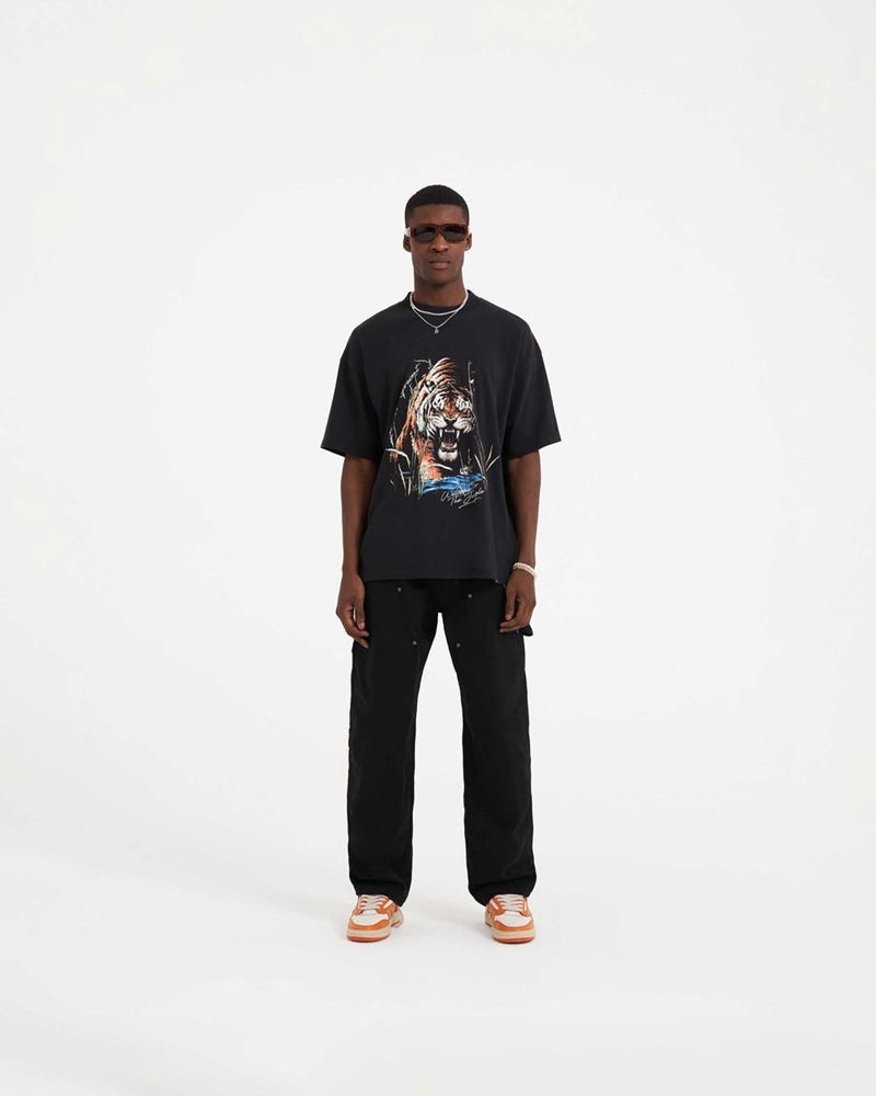 Men's Represent Welcome To The Jungle T-Shirt Black | UK-IEKZG2564