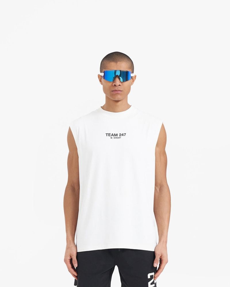 Men's Represent White Oversized Tank Top White | UK-OKEWR0713