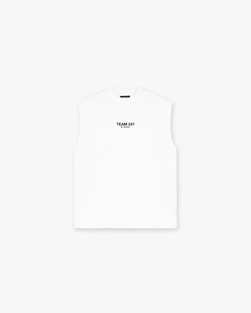 Men\'s Represent White Oversized Tank Top White | UK-OKEWR0713