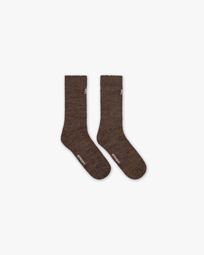 Men\'s Represent Winter Socks Dark Brown | UK-FSVZK1539