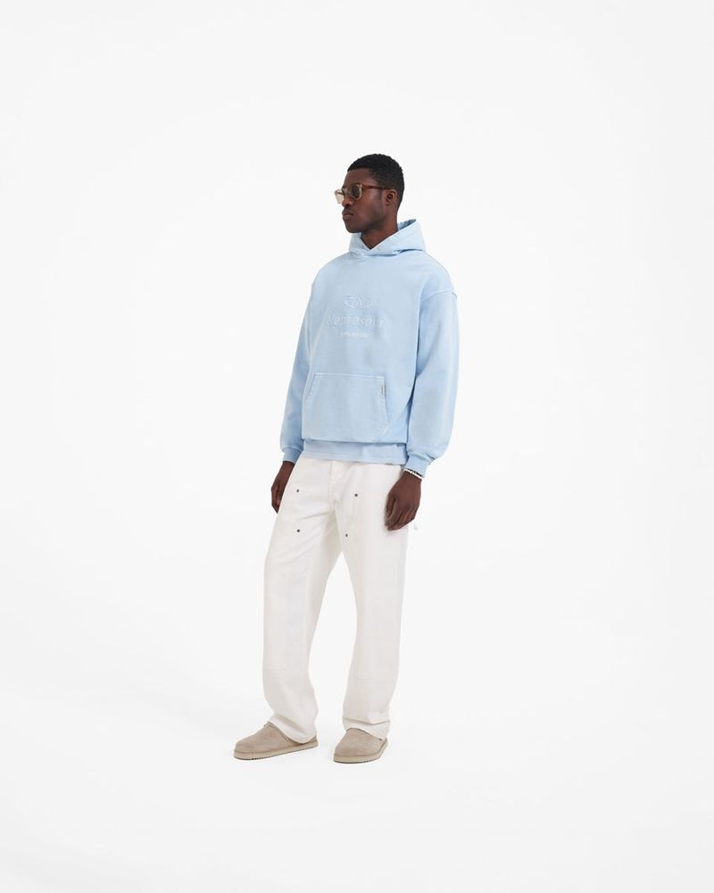 Men's Represent Worldwide Hoodie Light Blue | UK-ZEXBD2147