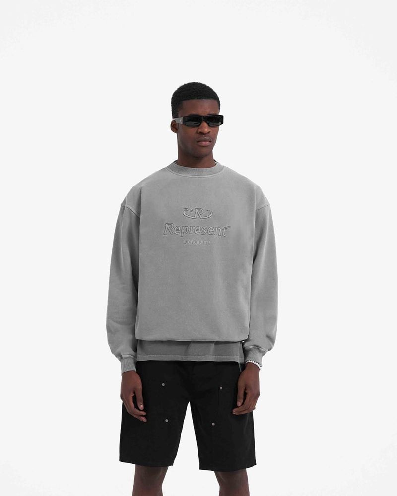 Men's Represent Worldwide Sweater Grey | UK-RYAOQ7932