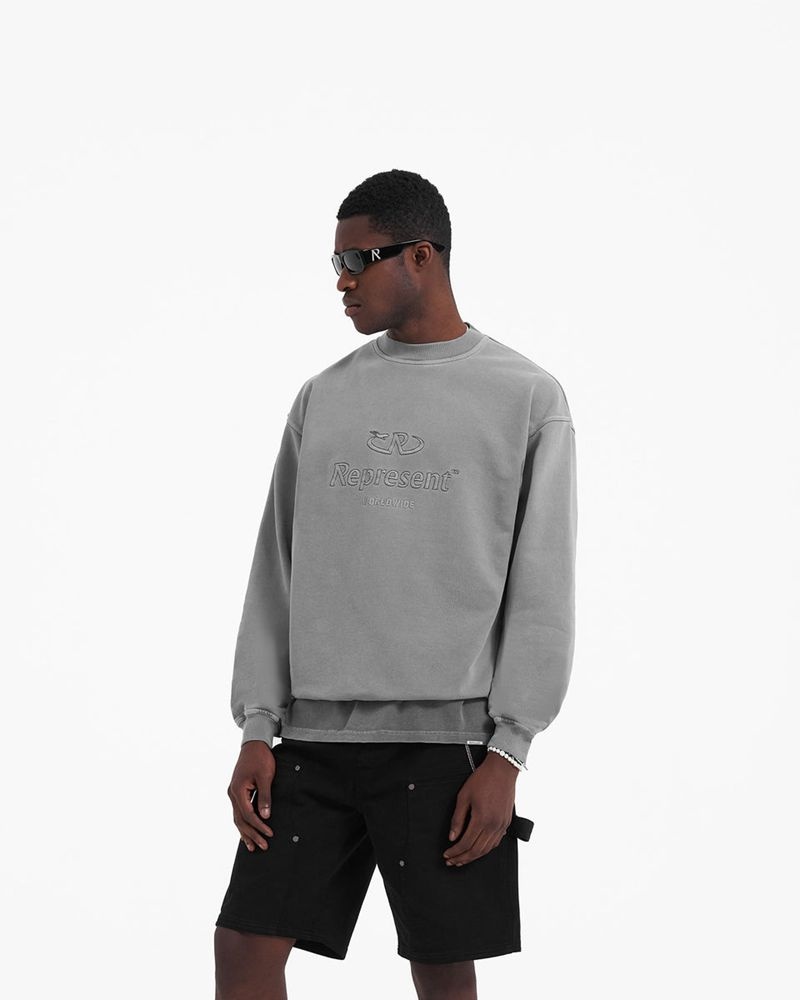 Men's Represent Worldwide Sweater Grey | UK-RYAOQ7932