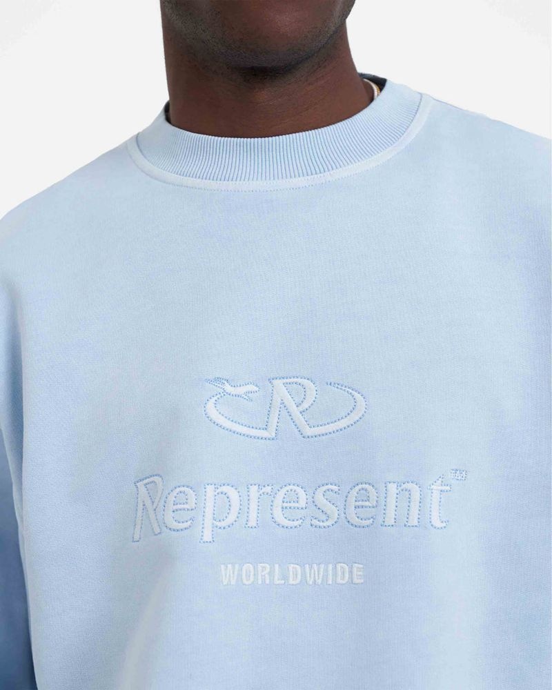 Men's Represent Worldwide Sweater Light Blue | UK-RMPDV9743