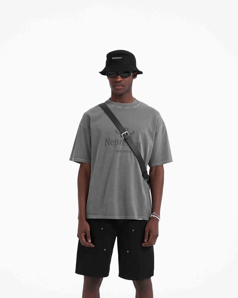 Men's Represent Worldwide T-Shirt Grey | UK-JAGDX5179