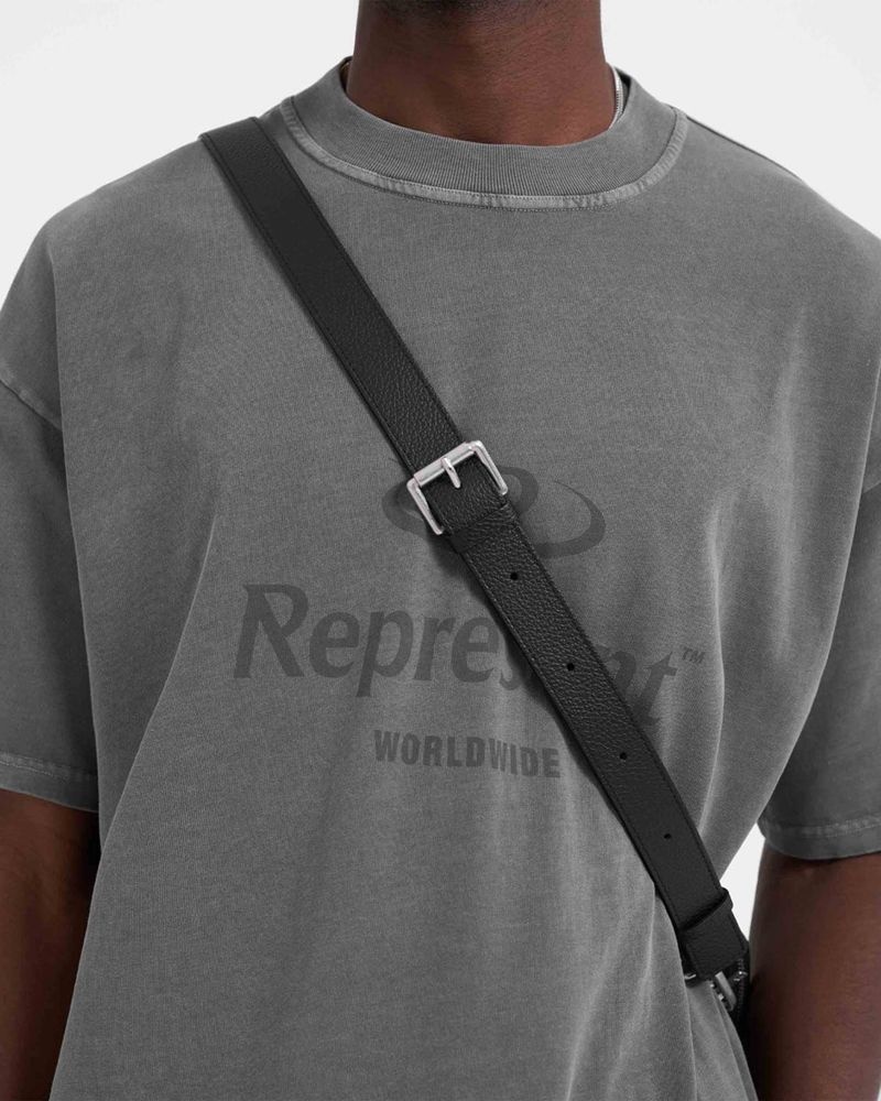 Men's Represent Worldwide T-Shirt Grey | UK-JAGDX5179