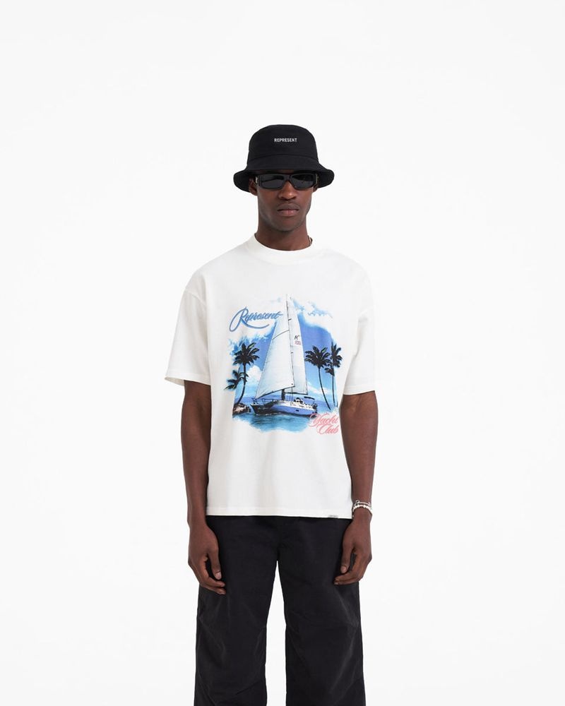 Men's Represent Yacht Club T-Shirt White | UK-EMOJX5917